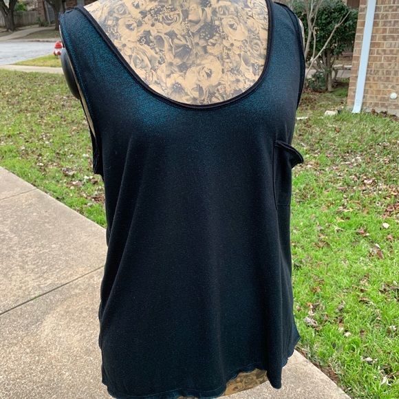 silence + noise Tops - Metallic Blue / Green Shine Tank Top || Large